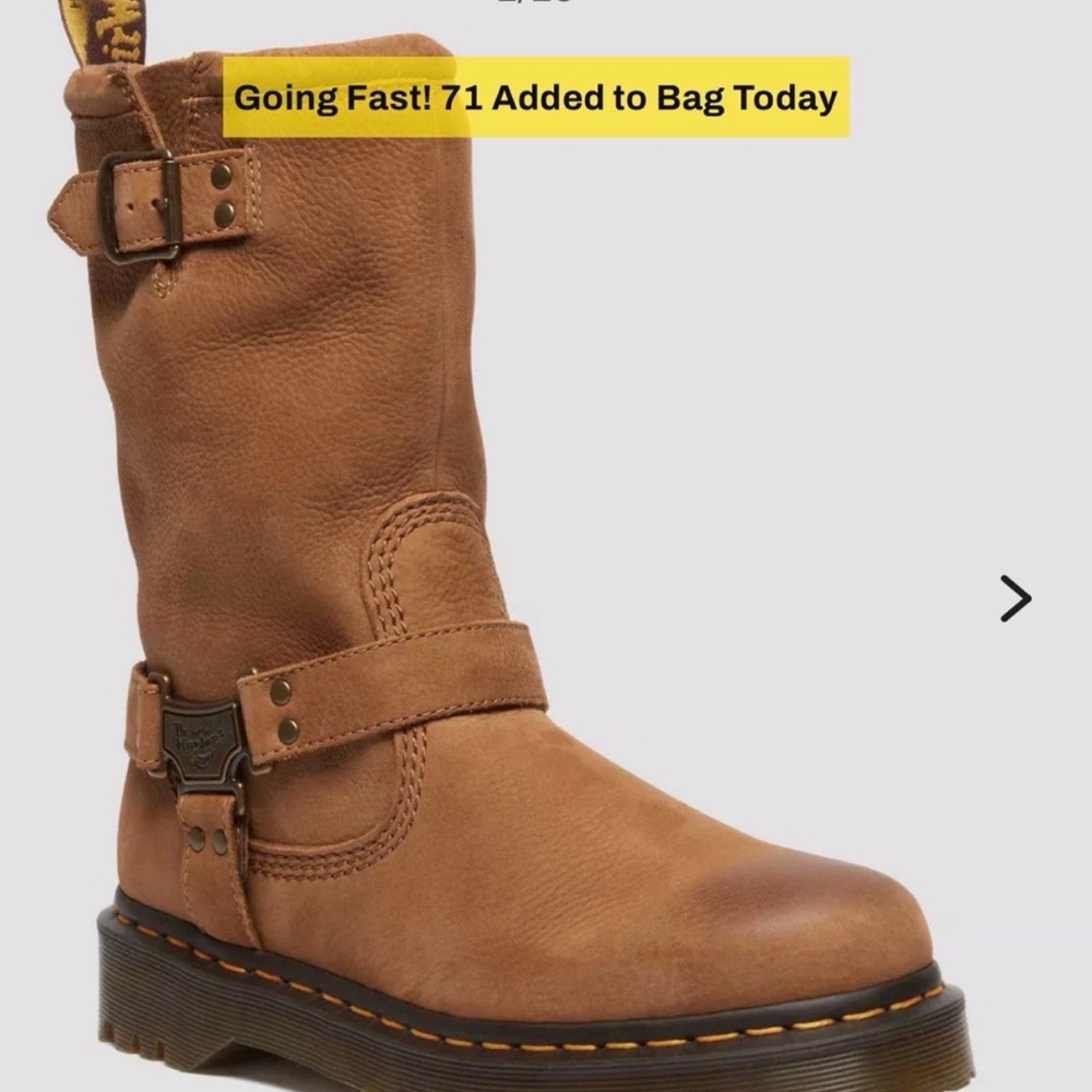 Dr. Martens Tan Leather Moto Boots